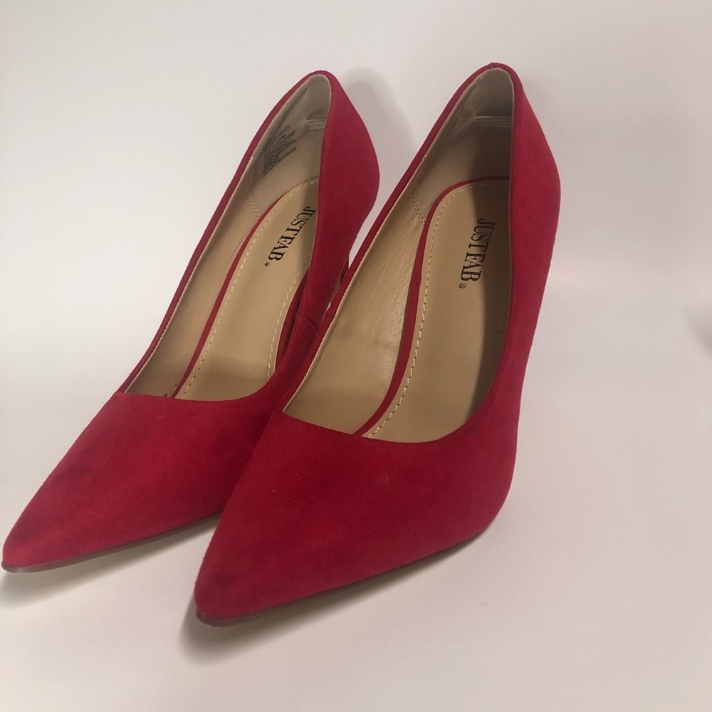 Red Pointed Toe Pump high just fab